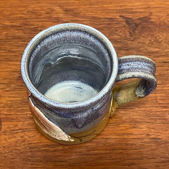 Studio Pottery Mug Raised Applied‎ Leaves Design Artist Signed B Ziney - Picture 4 of 8